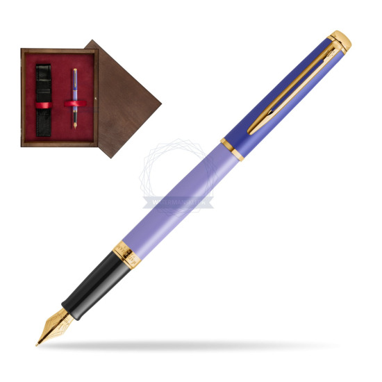 Pióro wieczne Waterman HÉMISPHÈRE COLOR-BLOCK PURPLE w pudełku drewnianym Wenge Single Bordo