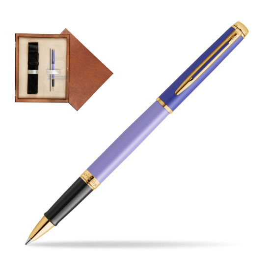 Pióro kulkowe Waterman HÉMISPHÈRE COLOR-BLOCK PURPLE w pudełku drewnianym Mahoń Single Ecru