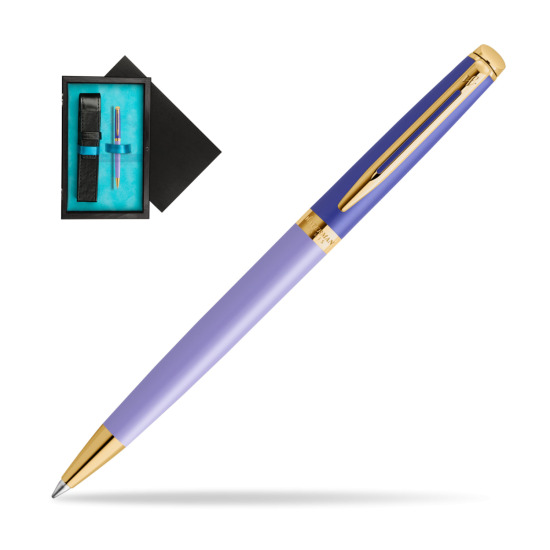 Długopis Waterman HÉMISPHÈRE COLOR-BLOCK PURPLE w pudełku drewnianym Czerń Single Turkus