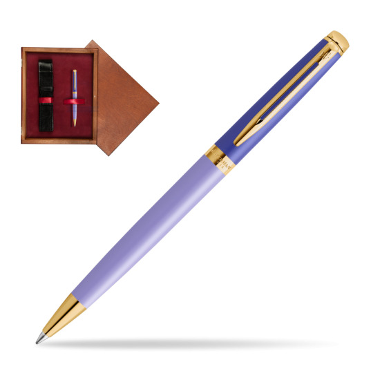 Długopis Waterman HÉMISPHÈRE COLOR-BLOCK PURPLE w pudełku drewnianym Mahoń Single Bordo