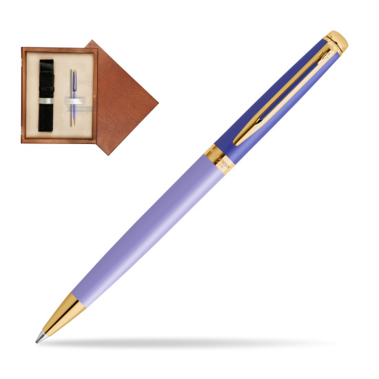 Długopis Waterman HÉMISPHÈRE COLOR-BLOCK PURPLE w pudełku drewnianym Mahoń Single Ecru