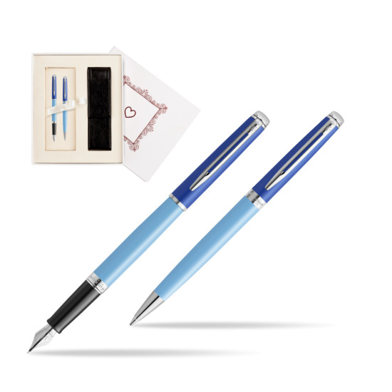 Zestaw Waterman pióro wieczne + długopis HÉMISPHÈRE COLOR-BLOCK BLUE w pudełku Biel Od Serca