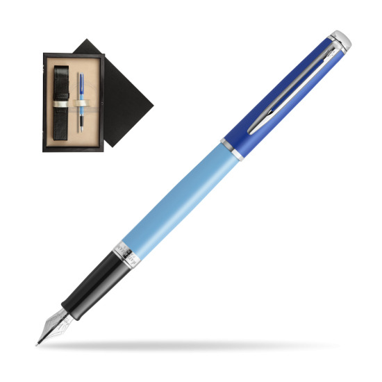 Pióro wieczne Waterman HÉMISPHÈRE COLOR-BLOCK BLUE w pudełku drewnianym Czerń Single Ecru