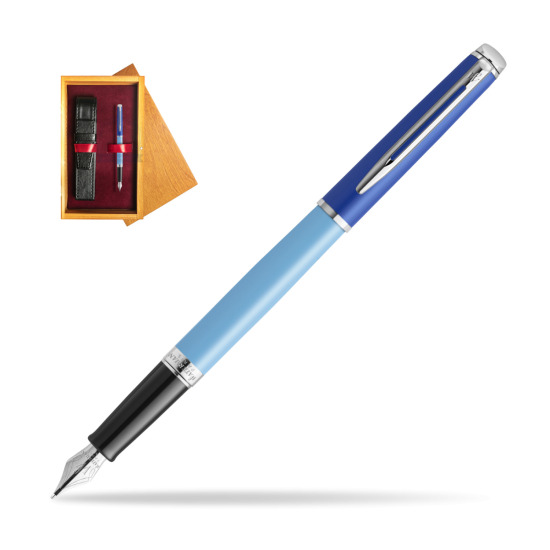 Pióro wieczne Waterman HÉMISPHÈRE COLOR-BLOCK BLUE w pudełku drewnianym Honey Single Bordo