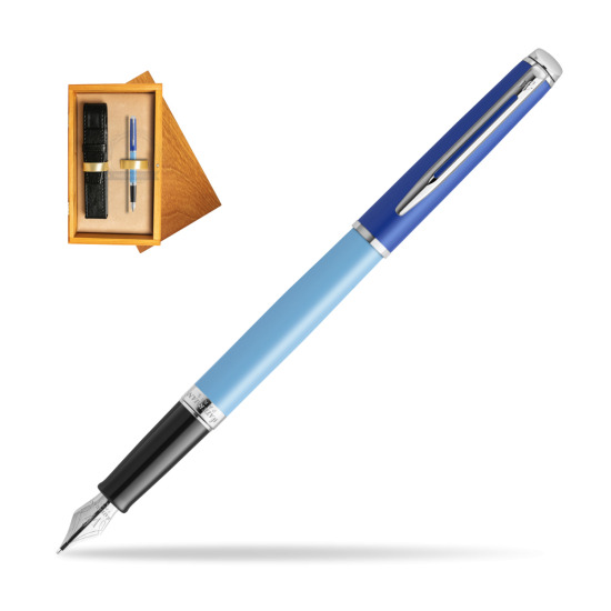 Pióro wieczne Waterman HÉMISPHÈRE COLOR-BLOCK BLUE w pudełku drewnianym Honey Single Ecru