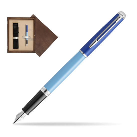 Pióro wieczne Waterman HÉMISPHÈRE COLOR-BLOCK BLUE w pudełku drewnianym Wenge Single Ecru