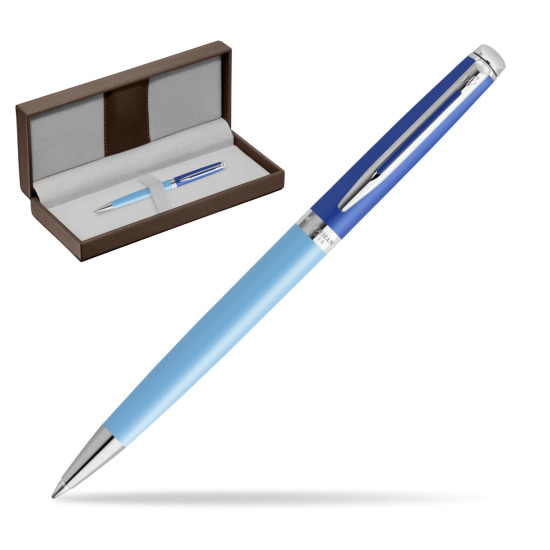 Długopis Waterman HÉMISPHÈRE COLOR-BLOCK BLUE w brązowym pudełku skórzanym