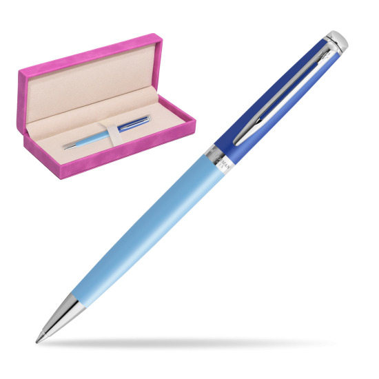 Długopis Waterman HÉMISPHÈRE COLOR-BLOCK BLUE w pudełku zamszowym fuksja