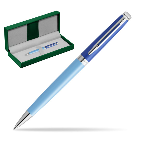 Długopis Waterman HÉMISPHÈRE COLOR-BLOCK BLUE w zielonym pudełku skórzanym