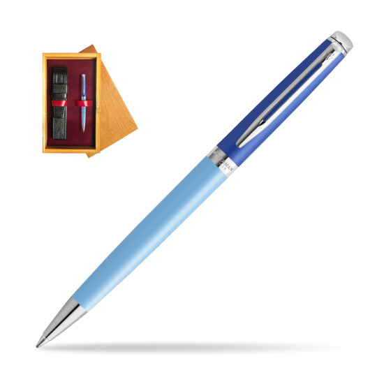 Długopis Waterman HÉMISPHÈRE COLOR-BLOCK BLUE w pudełku drewnianym Honey Single Bordo