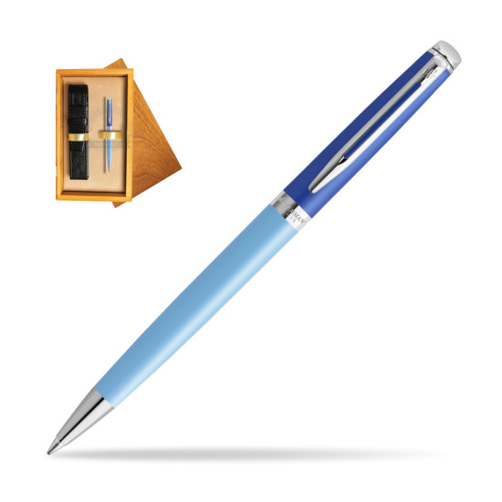 Długopis Waterman HÉMISPHÈRE COLOR-BLOCK BLUE w pudełku drewnianym Honey Single Ecru