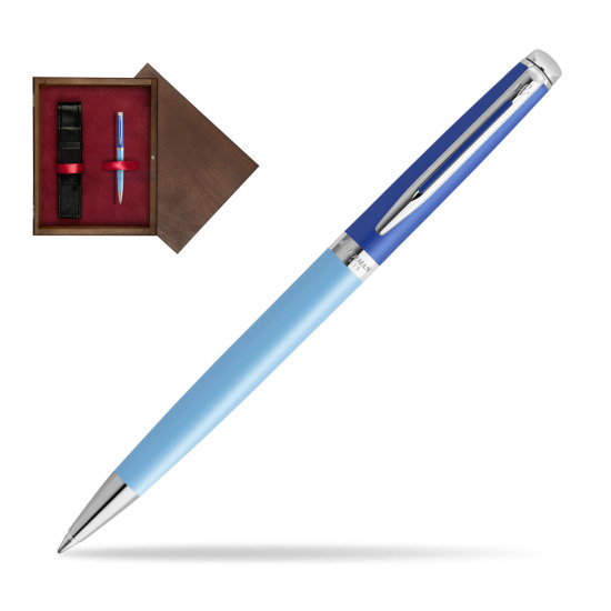 Długopis Waterman HÉMISPHÈRE COLOR-BLOCK BLUE w pudełku drewnianym Wenge Single Bordo