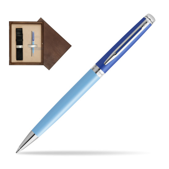 Długopis Waterman HÉMISPHÈRE COLOR-BLOCK BLUE w pudełku drewnianym Wenge Single Ecru