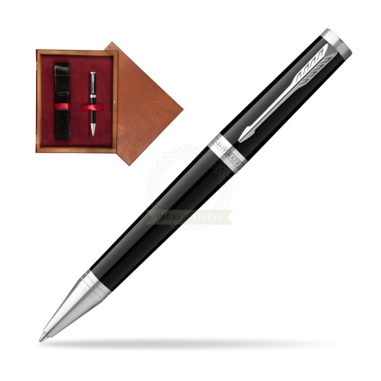 Długopis Parker Ingenuity Black CT w pudełku drewnianym Mahoń Single Bordo