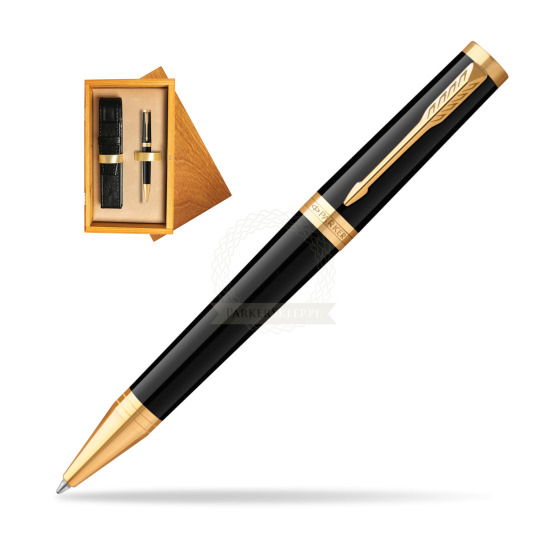 Długopis Parker Ingenuity Black GT w pudełku drewnianym Honey Single Ecru
