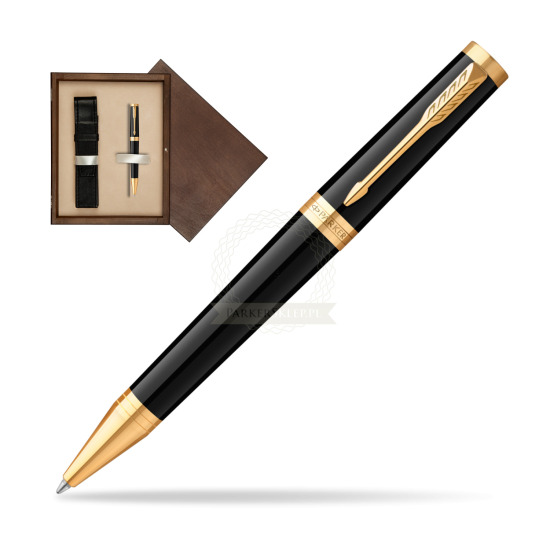 Długopis Parker Ingenuity Black GT w pudełku drewnianym Wenge Single Ecru