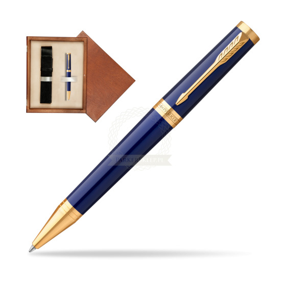 Długopis Parker Ingenuity Blue GT w pudełku drewnianym Mahoń Single Ecru