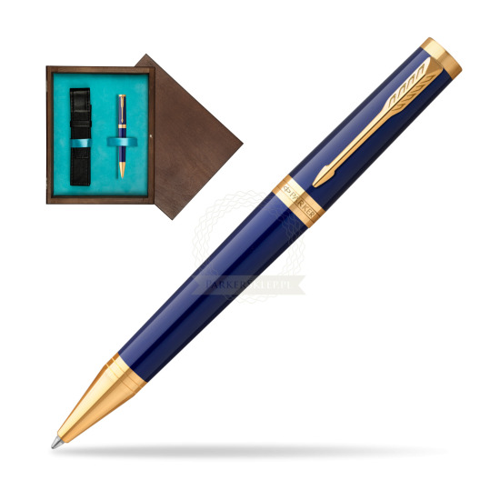 Długopis Parker Ingenuity Blue GT w pudełku drewnianym Wenge Single Turkus