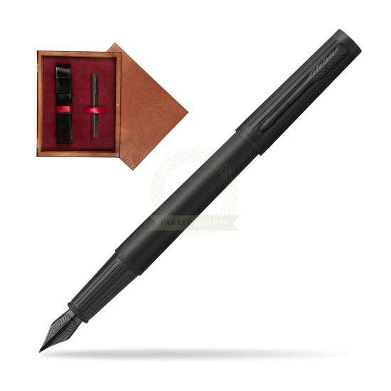 Pióro wieczne Parker Ingenuity Black BT w pudełku drewnianym Mahoń Single Bordo