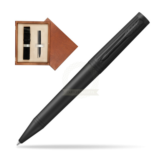 Długopis Parker Ingenuity Black BT w pudełku drewnianym Mahoń Single Ecru