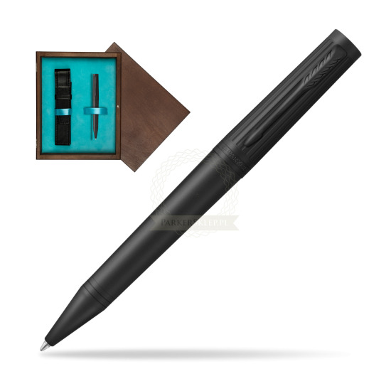 Długopis Parker Ingenuity Black BT w pudełku drewnianym Wenge Single Turkus