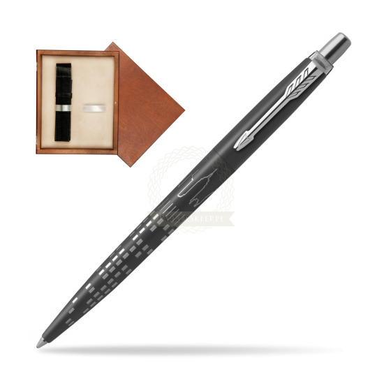 Długopis Parker JOTTER GLOBAL ICON - NEW YORK w pudełku drewnianym Mahoń Single Ecru