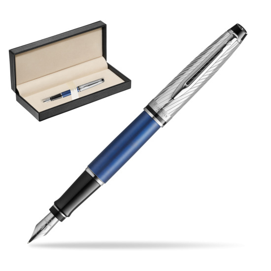 Pióro wieczne Waterman Expert Deluxe Metalic Blue w pudełku classic pure black