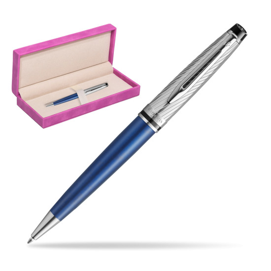Długopis Waterman Expert Deluxe Metalic Blue w pudełku zamszowym fuksja