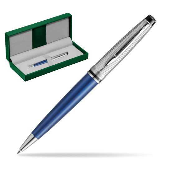Długopis Waterman Expert Deluxe Metalic Blue w zielonym pudełku skórzanym