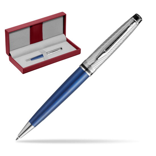 Długopis Waterman Expert Deluxe Metalic Blue w czerwonym pudełku skórzanym