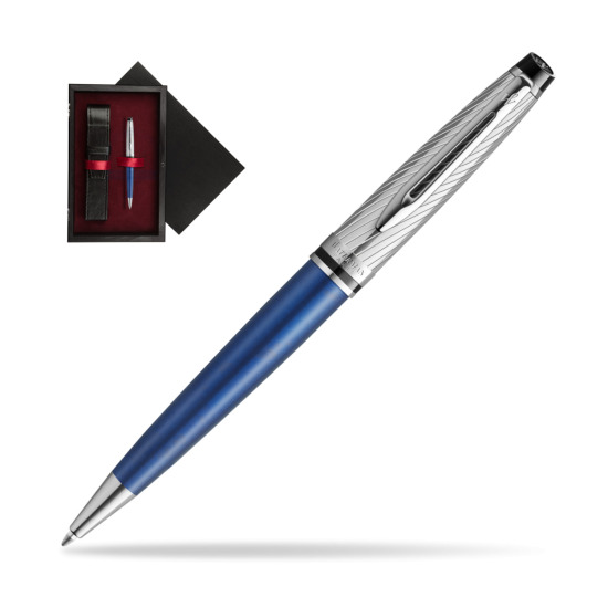 Długopis Waterman Expert Deluxe Metalic Blue w pudełku drewnianym Czerń Single Bordo