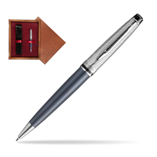 Długopis Waterman Expert Deluxe Stone Grey CT w pudełku drewnianym Mahoń Single Bordo