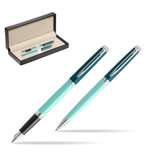 Zestaw prezentowy Waterman pióro wieczne + długopis HÉMISPHÈRE COLOR-BLOCK GREEN CT w pudełku classic black