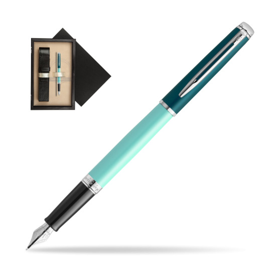 Pióro wieczne Waterman HÉMISPHÈRE COLOR-BLOCK GREEN CT w pudełku drewnianym Czerń Single Ecru