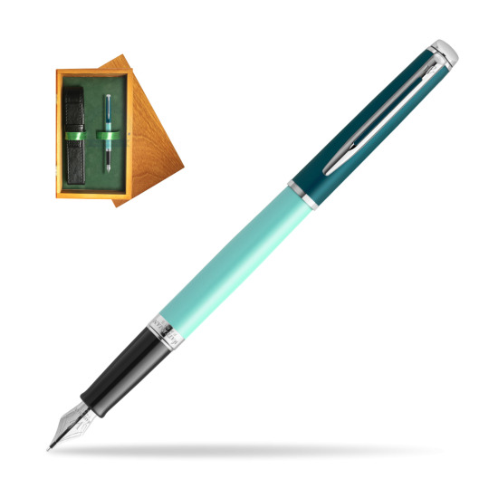 Pióro wieczne Waterman HÉMISPHÈRE COLOR-BLOCK GREEN CT w pudełku drewnianym Honey Single Zieleń