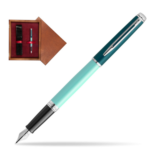 Pióro wieczne Waterman HÉMISPHÈRE COLOR-BLOCK GREEN CT w pudełku drewnianym Mahoń Single Bordo