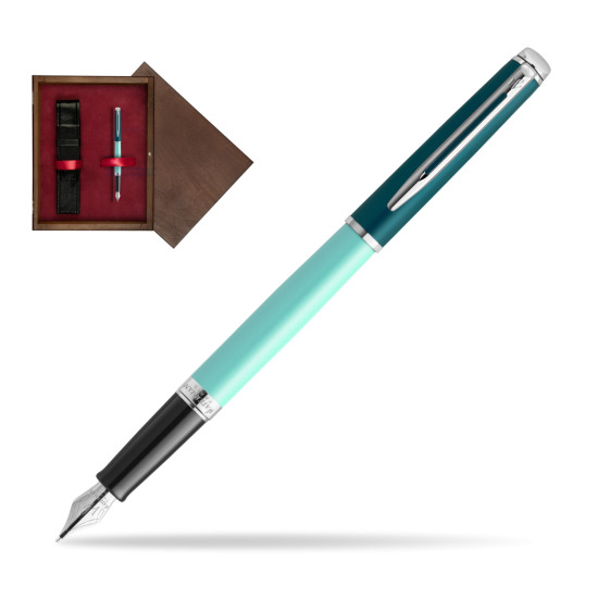 Pióro wieczne Waterman HÉMISPHÈRE COLOR-BLOCK GREEN CT w pudełku drewnianym Wenge Single Bordo