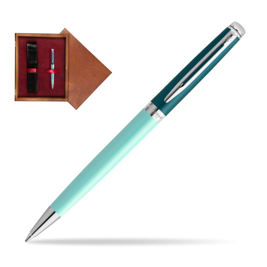 Długopis Waterman HÉMISPHÈRE COLOR-BLOCK GREEN CT w pudełku drewnianym Mahoń Single Bordo