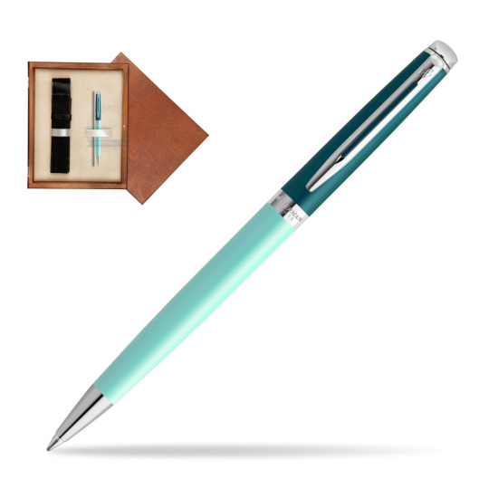 Długopis Waterman HÉMISPHÈRE COLOR-BLOCK GREEN CT w pudełku drewnianym Mahoń Single Ecru