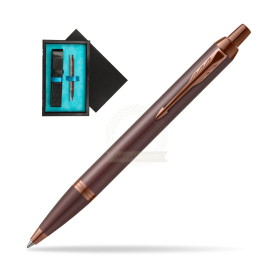 Długopis Parker IM PROFESSIONALS MONOCHROME BURGUNDY w pudełku drewnianym Czerń Single Turkus