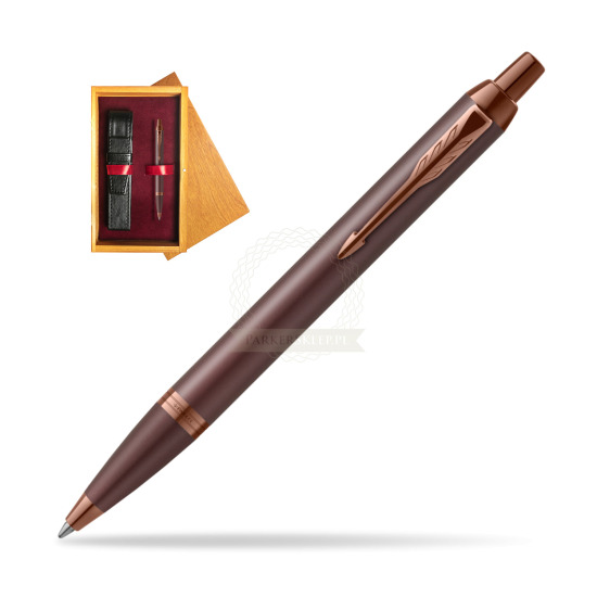 Długopis Parker IM PROFESSIONALS MONOCHROME BURGUNDY w pudełku drewnianym Honey Single Bordo