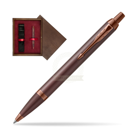 Długopis Parker IM PROFESSIONALS MONOCHROME BURGUNDY w pudełku drewnianym Wenge Single Bordo