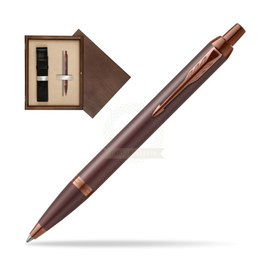 Długopis Parker IM PROFESSIONALS MONOCHROME BURGUNDY w pudełku drewnianym Wenge Single Ecru