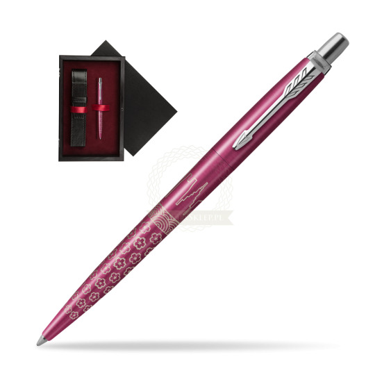 Długopis Parker JOTTER GLOBAL ICON - TOKYO w pudełku drewnianym Czerń Single Bordo