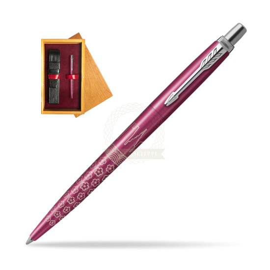 Długopis Parker JOTTER GLOBAL ICON - TOKYO w pudełku drewnianym Honey Single Bordo