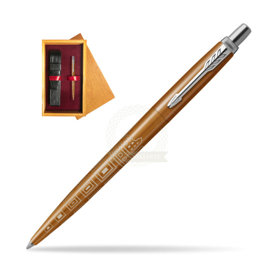 Długopis Parker JOTTER GLOBAL ICON - ROME w pudełku drewnianym Honey Single Bordo