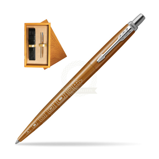 Długopis Parker JOTTER GLOBAL ICON - ROME w pudełku drewnianym Honey Single Ecru