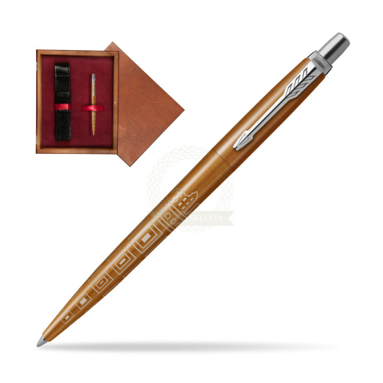 Długopis Parker JOTTER GLOBAL ICON - ROME w pudełku drewnianym Mahoń Single Bordo