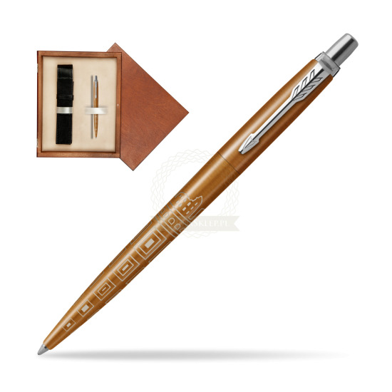 Długopis Parker JOTTER GLOBAL ICON - ROME w pudełku drewnianym Mahoń Single Ecru