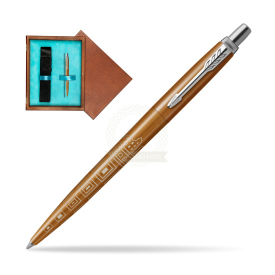 Długopis Parker JOTTER GLOBAL ICON - ROME w pudełku drewnianym Mahoń Single Turkus